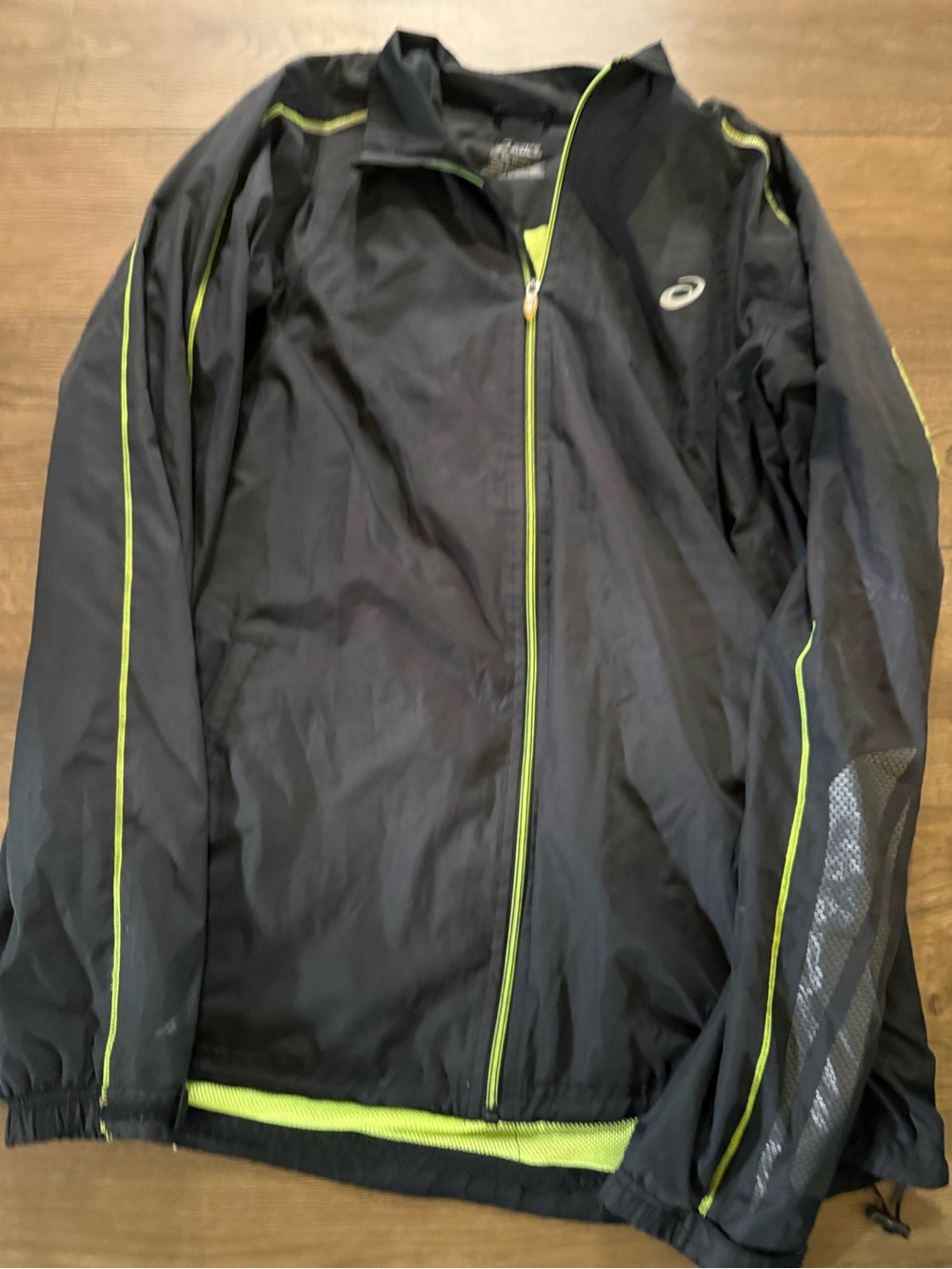 Asics Black Jacket with Neon Green Trim